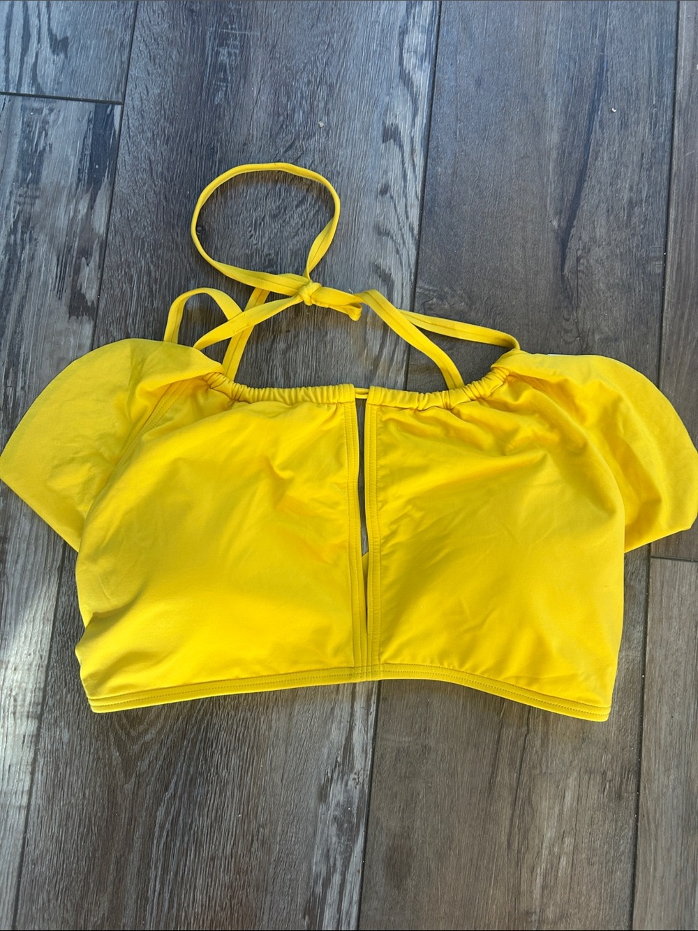 Carmen Marc Valvo Bright Yellow Off-Shoulder Bikini Top